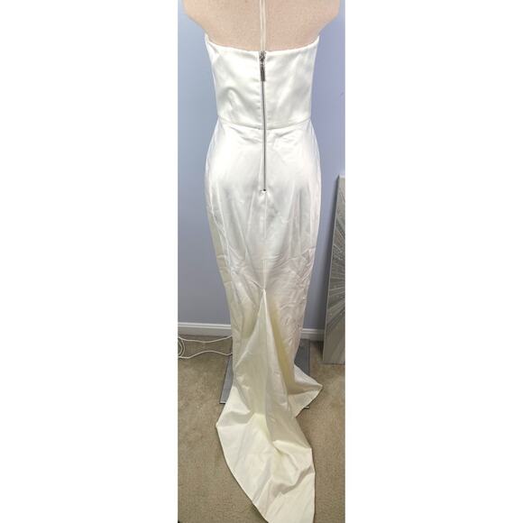 Bronx and Banco Elena Strapless Feather Gloves White Bridal Maxi Dress Sz Large - Picture 8 of 14